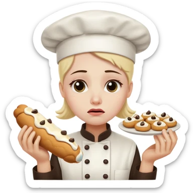 SAD SAD crying overworked pastry chef with cannoli sticker