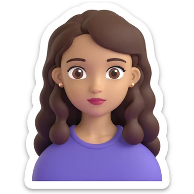 light skin brown girl with long dark brown hair and dark brown eyes sticker