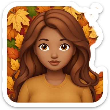 Curvy pretty brown girl with long hair, wearing fall colors sticker