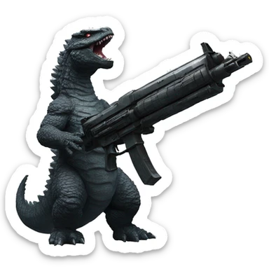 Godzilla gun sticker
