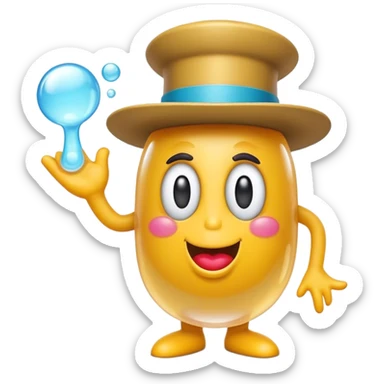 Cinematic Realistic Bubble O'Bill Pop Culture Emoji, featuring a quirky, playful portrayal of an iconic Aussie character rendered with vibrant textures and fun dynamic lighting. sticker