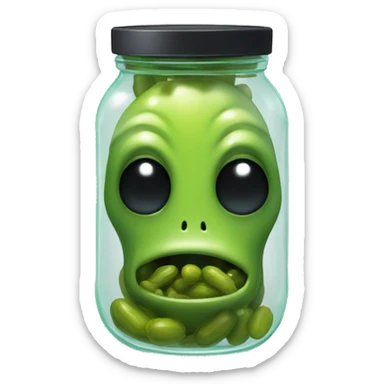 alien head in a pickle jar sticker
