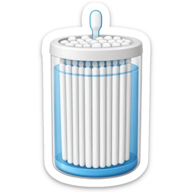 Cotton swabs in a plastic container, full packed  sticker