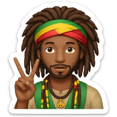 rasta black man giving a peace sign sticker