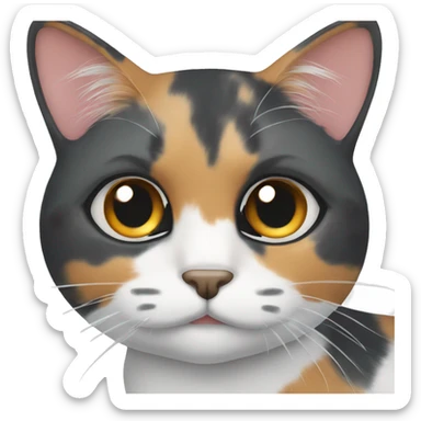 Calico cat with grey patches around eyes  sticker