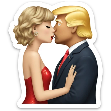 Trump and Taylor Swift kissing sticker