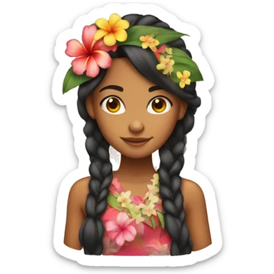 Hawaiian girl with a flower in her hair sticker
