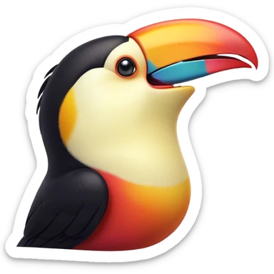 Cinematic Cute Yawning Toucan Portrait Emoji, Head tilted slightly with a dramatic, wide-open yawn, showcasing a colorful, expressive beak and sleepy, half-closed eyes with a relaxed demeanor, Simplified yet irresistibly adorable features, highly detailed, glowing with a soft, cozy tropical glow, high shine, relaxed yet expressive, stylized with a dash of whimsical charm, soft glowing outline, capturing the essence of a drowsy yet affectionate toucan that appears ready to stretch out for a nap! sticker