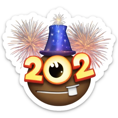 Happy New Year 2025 celebrating firesworks sticker