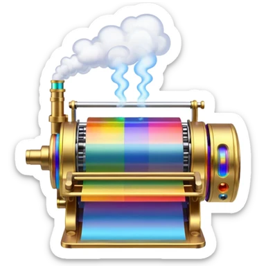 Rainbow creating  machine  with smoke coming out  sticker