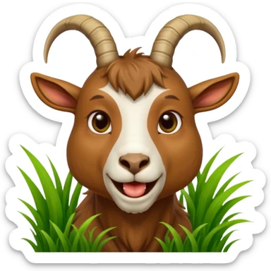 goat biting grass in his mouth sticker