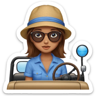 girl in a jeep, blue eyes and brown hair sticker