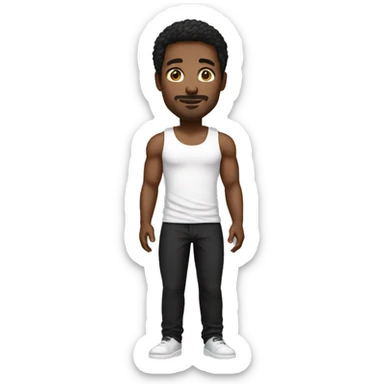 black man wearing a white tank top and black pants sticker
