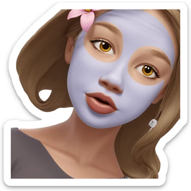 portrait of girl with flowers sticker