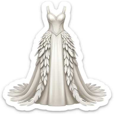 Hyper Realistic ornate Wedding dress displays  with feathers  sticker