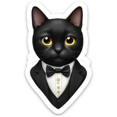 black cat with bow tie sticker