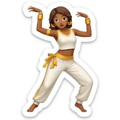 Mulher dançando capoeira com roupa de capoeira  sticker