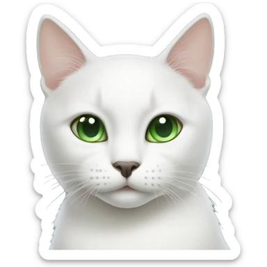 White cat dark spots green eyes sticker