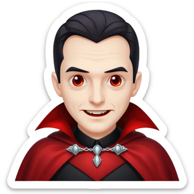 cool Dracula with classic vampire cape, smirking, WhatsApp emoji style sticker