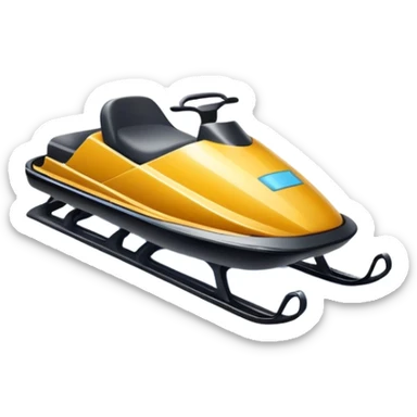 An icon featuring a sleek sled speeding down a snowy hill, with a snowy landscape and pine trees in the background. The motion lines and slight snow spray emphasize the thrill of the ride. Transparent background highlights the excitement and fun of sledding. sticker
