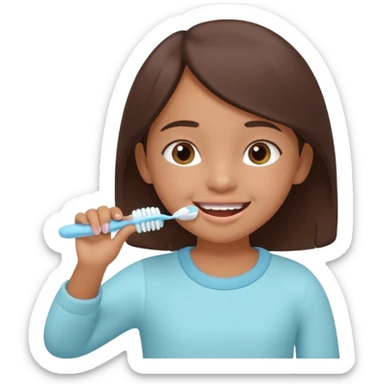 little brown girl brushing her teeth, pastel portrait, bright nourishing morning atmosphere, soft focus, isometric 3d plush sticker