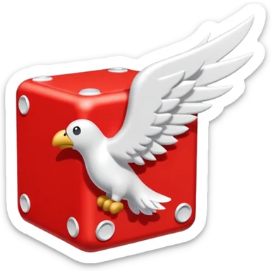 Red lucky block form super mario  with 2 white wings sticker