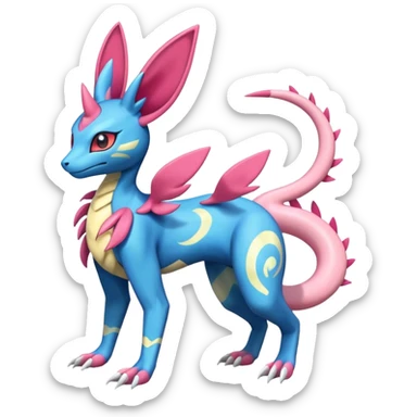 Sylveon-Salandit-Electrike-Zeraora-Fakémon-hybrid-creature (full body)  sticker