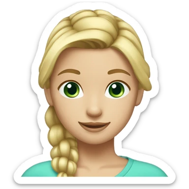 girl with blond hair in a ponytail medium skintone blue green eyes sticker