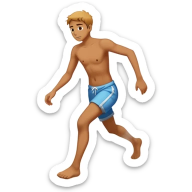 person tiptoeing quickly across extremely hot beach sand with steam rising from their footprints sticker