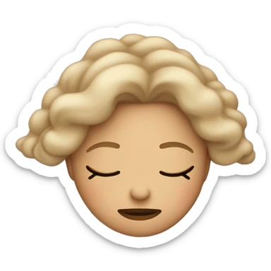 girl with dirty blonde hair and light pink sweater sleeping cozily on white pillow sticker