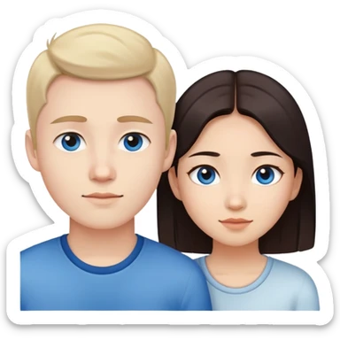 Asian girl with brown eyes and white boy with blue eyes couple sticker