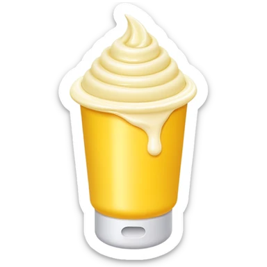 Yellow tube of cream or ointment with cream coming out of the opening sticker