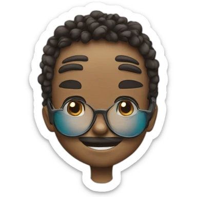 A small kid funny nerd with glasses and cute stange smile sticker