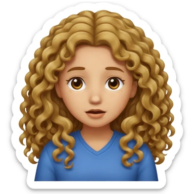 long Bronde curly hair girl bawling  sticker