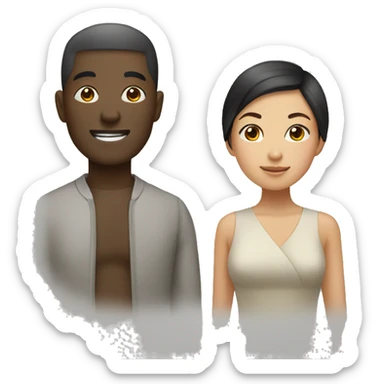 asian lady and african man couple sticker