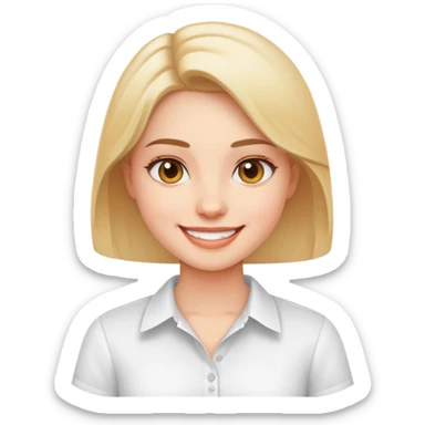 smiling girl in white shirt sticker