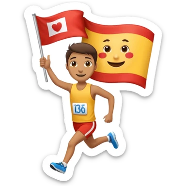 happy runner waving a flag that says 'emojiland’ sticker