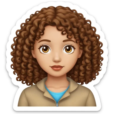 Light skinned medium Length brown curly haired girl sticker