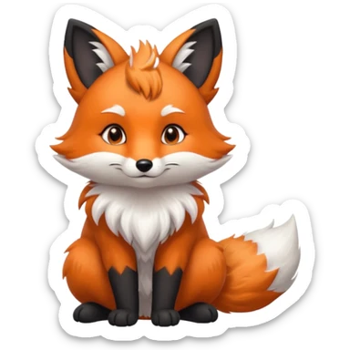 Floofy the Creampuff fox blackish gray fur color chubby Black paws orange color 3 tailsCrystals on the head, tails and Back sticker