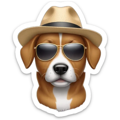 a dog wearing hat and sunglasses  sticker