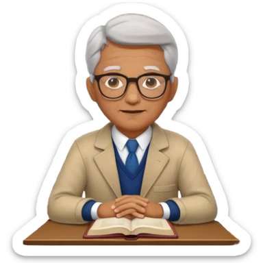 old male Librarian in foreign countries with glasses and librarian uniform sitting in library sticker