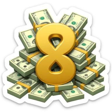 start with a 3d number 10, and 3d letter x, "10x", then to its right, a cash pile, make bills rectangular, looking like a multiplier of the wad of cash sticker