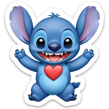 Stich con un corazón diciendo hola bombón sticker