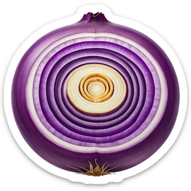 inside of a purple onion showing the concentric rings sticker