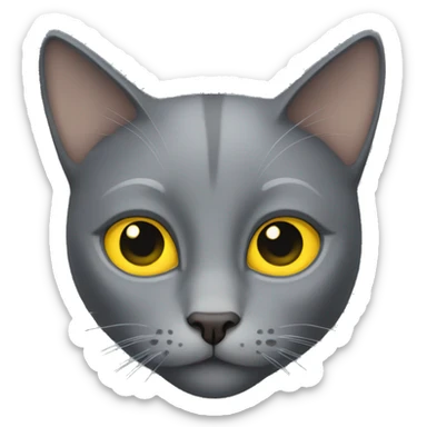 gray cat with no stripes and yellow eyes sticker