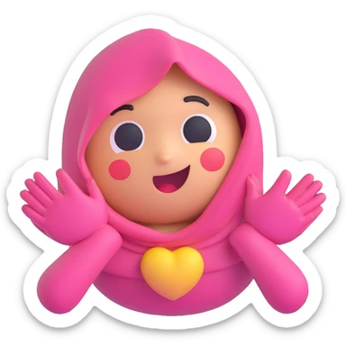cute, blushing 3D emoji face with hands covering chest, hinting at shyness sticker