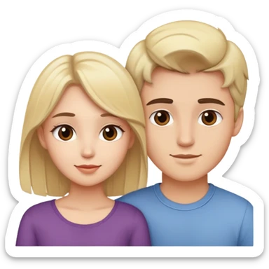 Brunette boy and blonde girl couple in love sticker