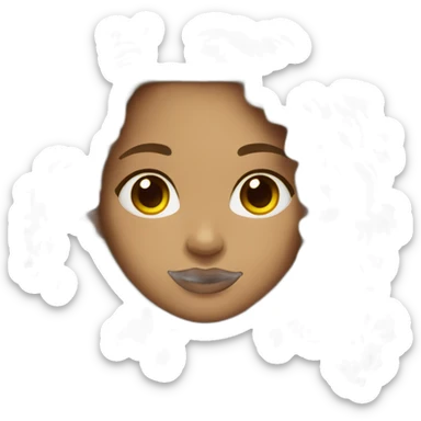 woman light skin long dark curly hair sticker