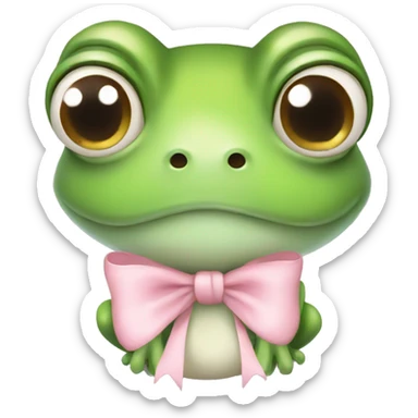 A cute frog with a light pink bow sticker