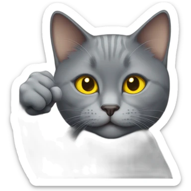 british short-hair cat with yellow eyes thumbs up sticker